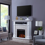 Southern Enterprises Jacksdale Faux Stone Fireplace - in use