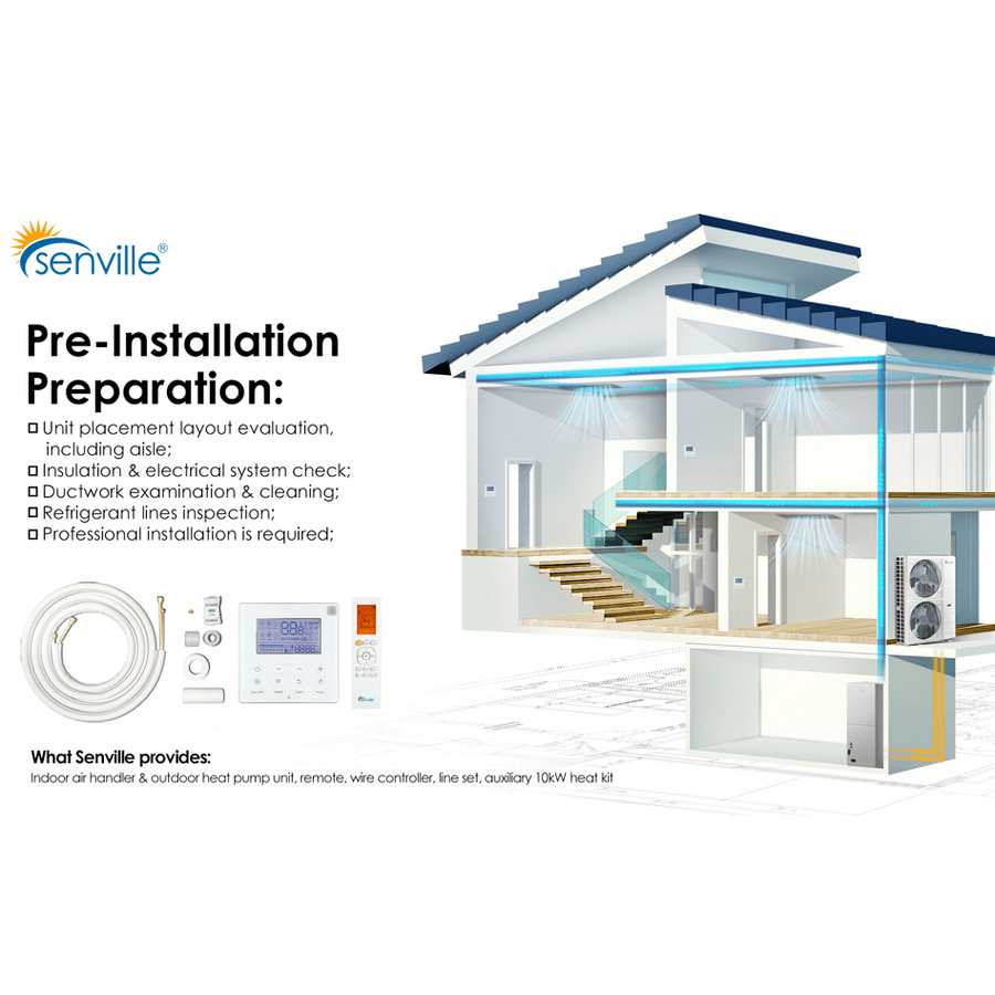 Senville 24,000 BTU 2 Ton Central Split Inverter Ducted System Heat Pu ...