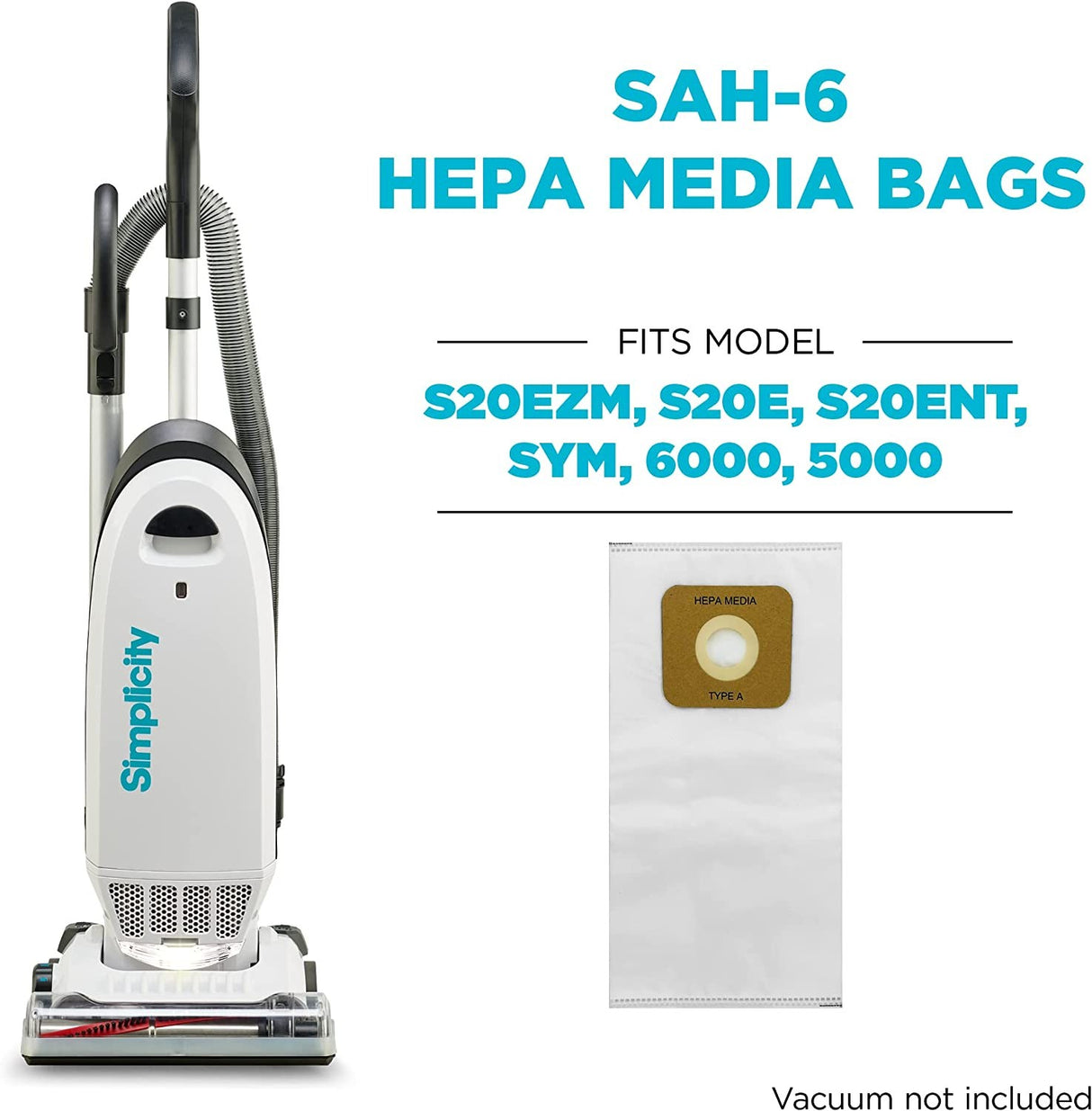 Simplicity HEPA Media Bags for Simplicity Allergy Bagged Upright -models