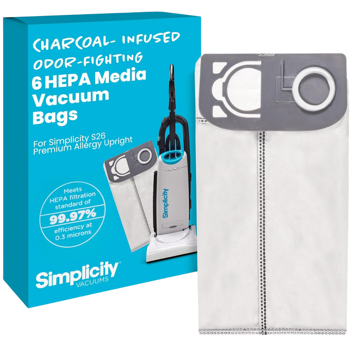 Simplicity Premium Allergy Upright Vacuum HEPA Media Bags 6 Pk - Main