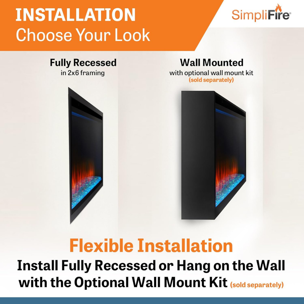 Simplifire Allusion Platinum Recessed Linear Electric Fireplace - Infographic 3
