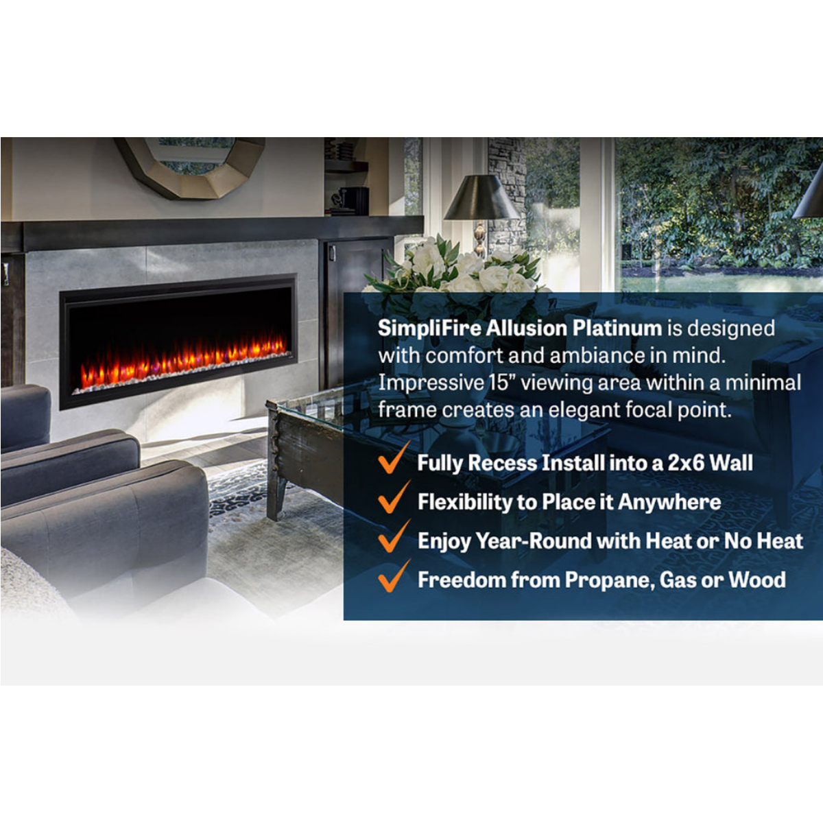 Simplifire Allusion Platinum Recessed Linear Electric Fireplace - Infographic 5