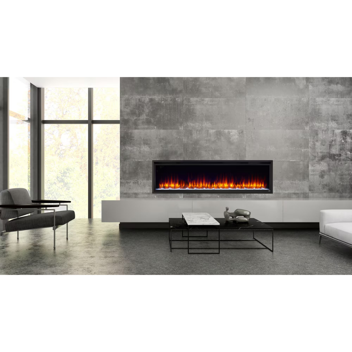 Simplifire Allusion Platinum Recessed Linear Electric Fireplace - Lifestyle 3