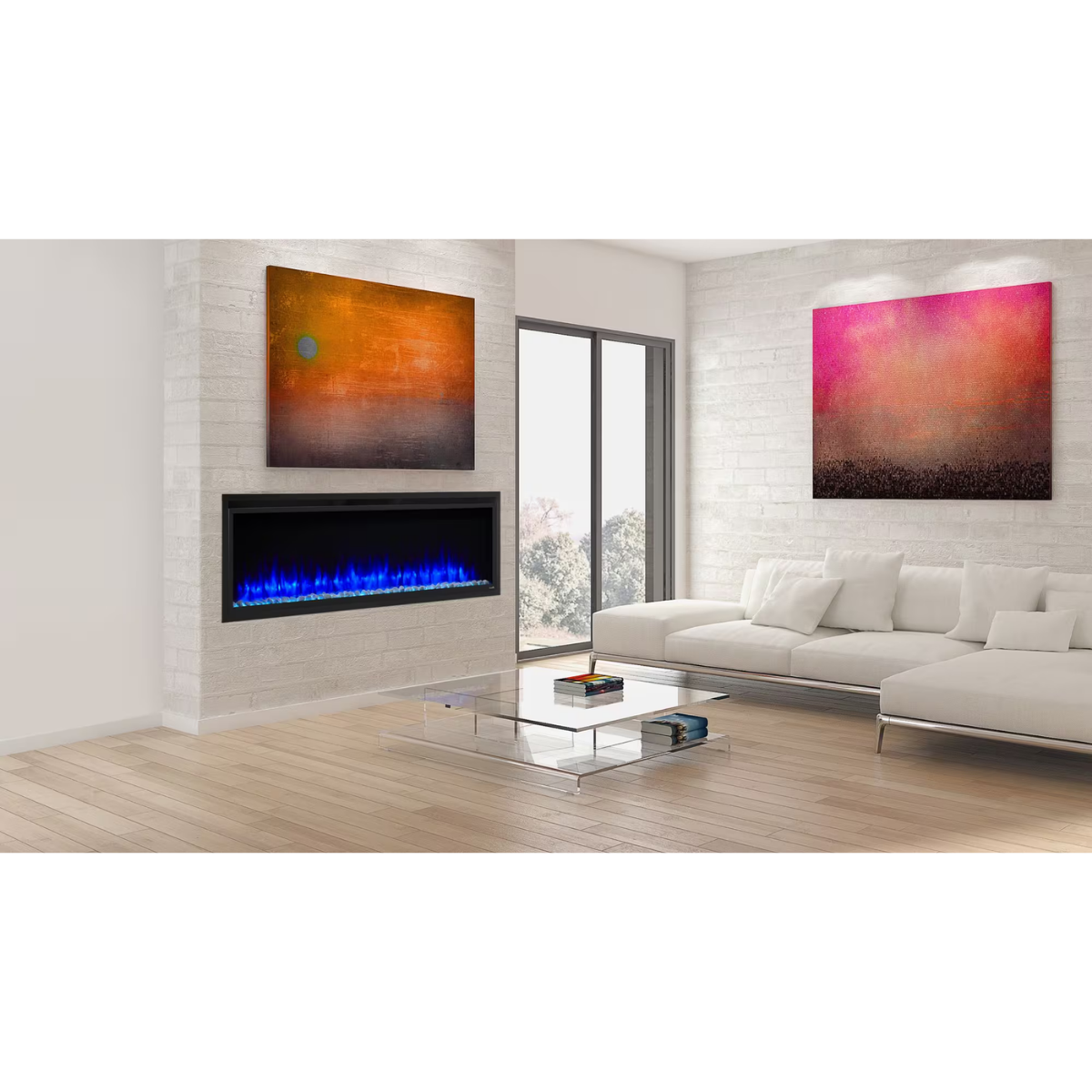 Simplifire Allusion Platinum Recessed Linear Electric Fireplace - Lifestyle 4