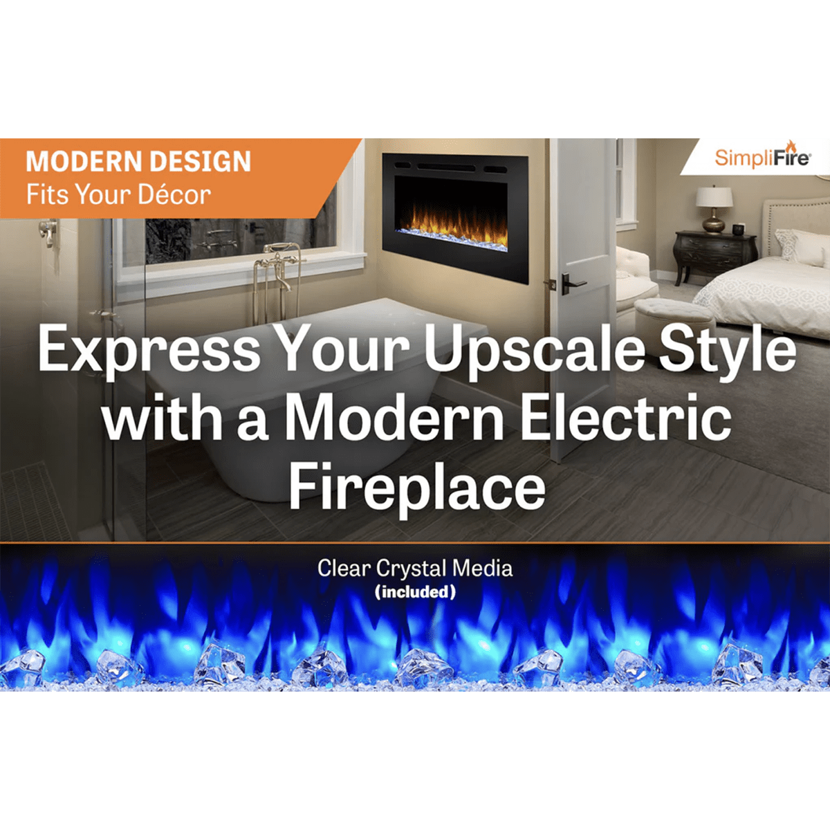 SimpliFire Allusion Linear Electric Wall Mounted Fireplace - Infographic 1
