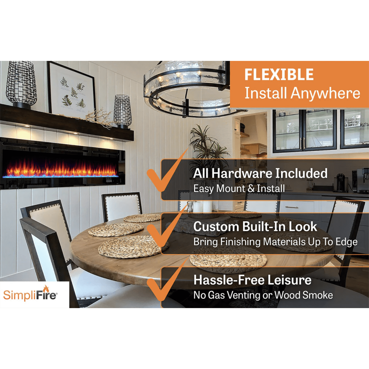 SimpliFire Allusion Linear Electric Wall Mounted Fireplace - Infographic 2