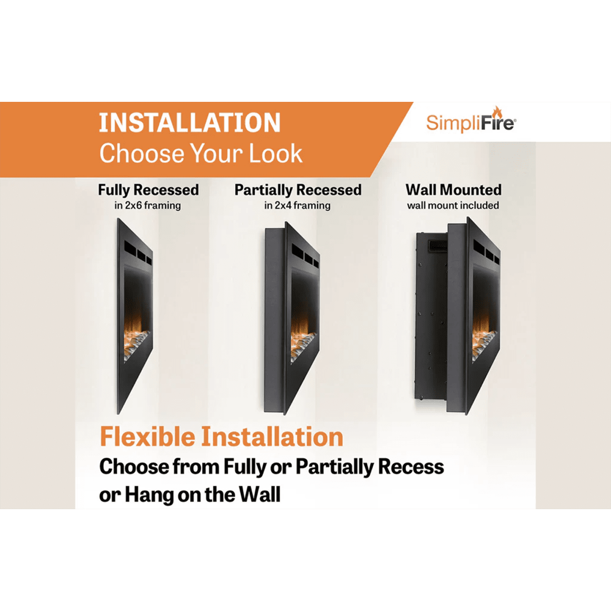 SimpliFire Allusion Linear Electric Wall Mounted Fireplace - Infographic 4