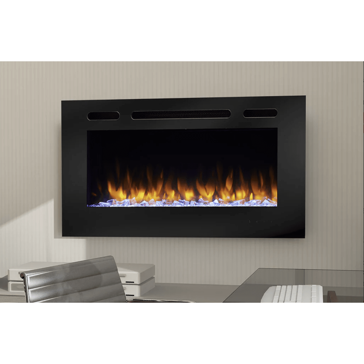 SimpliFire Allusion Linear Electric Wall Mounted Fireplace - Lifestyle 1