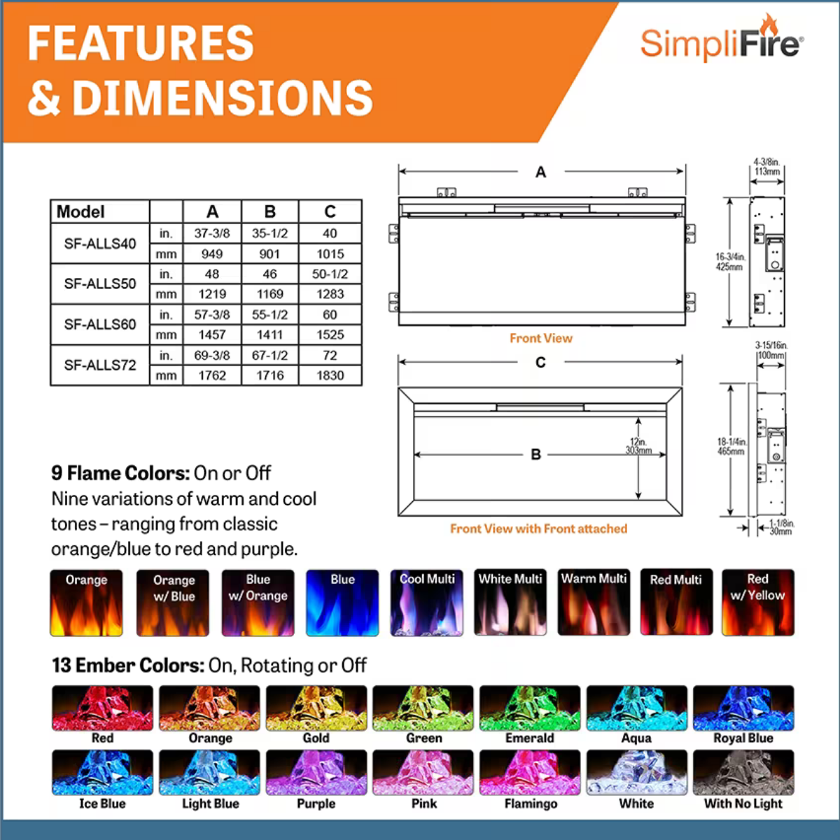 Simplifire Allusion Slim Electric Fireplace - Infographic 7