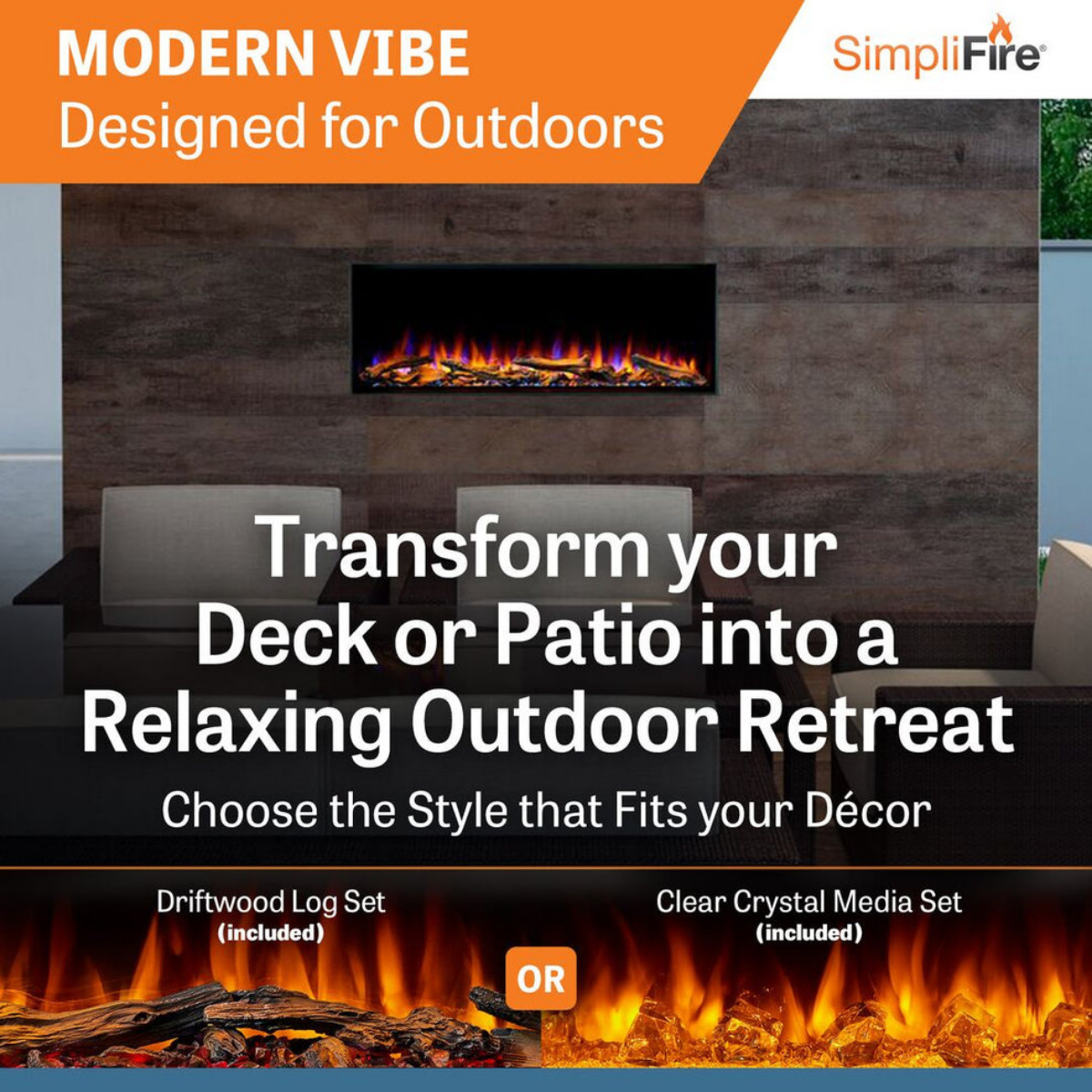 Simplifire Forum Outdoor Electric Fireplace - Infographic 1