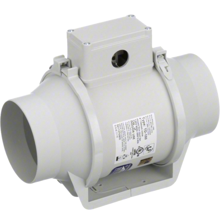 S&P TD-100(X) 4-inch Mixed Flow Inline Duct Fan - Angle 1