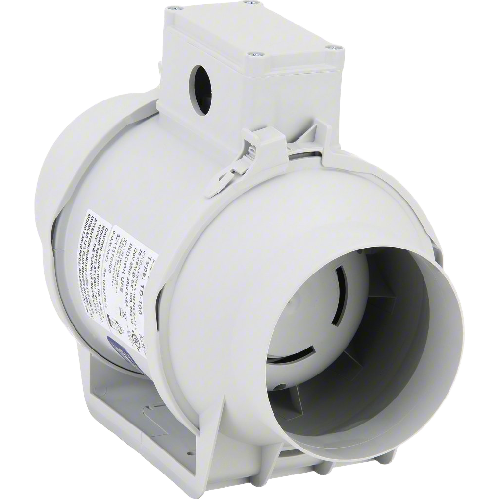 S&P TD-100(X) 4-inch Mixed Flow Inline Duct Fan - Angle 3