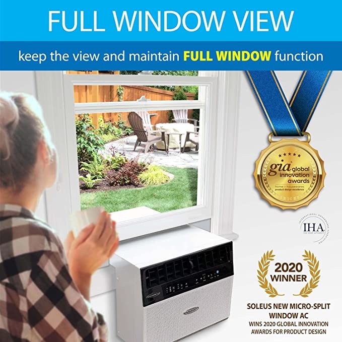 Soleus Air 8,000 BTU Wi-Fi Saddle Window Air Conditioner 