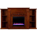 Southern Enterprises Chantilly Color-Changing Electric Fireplace with Bookcases-Oak