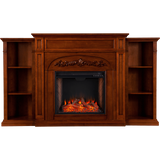 Southern Enterprises Chantilly Smart Alexa-Enabled Electric Fireplace with Bookcases-Oak