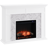 Southern Enterprises Torlington Marble Tiled Electric Fireplace - with Enhanced Firebox Angle