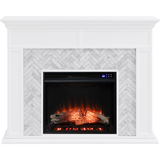 Southern Enterprises Torlington Marble Tiled Electric Fireplace - with Enhanced Firebox