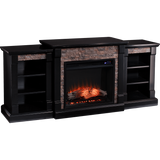 Southern Enterprises Gallatin Faux Stone Fireplace - Enhanced Black Angle View