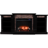 Southern Enterprises Gallatin Faux Stone Fireplace - Enhanced Black