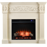 Southern Enterprises Calvert Electric Fireplace - Ivory with Enhanced Firebox