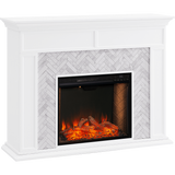 Southern Enterprises Torlington Marble Tiled Alexa-Enabled Electric Fireplace - Angle