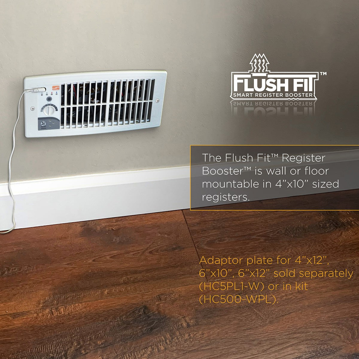 Suncourt Flush Fit Register Booster Fan - Wall Mount