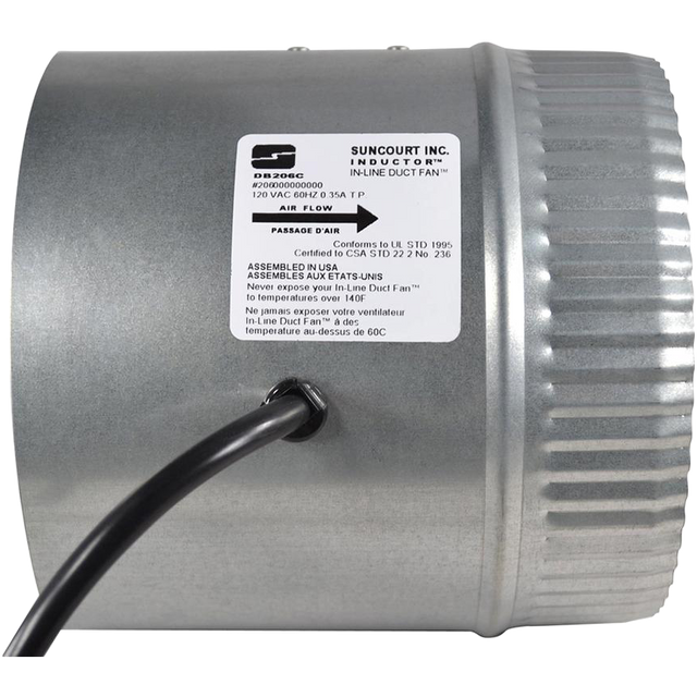 Suncourt Inductor Corded In-Line Duct Fan - 6" Diameter