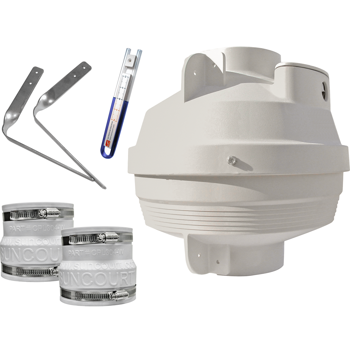 Suncourt Radon Fan Mitigation Kit - 4" to 3" Diameter Couplers
