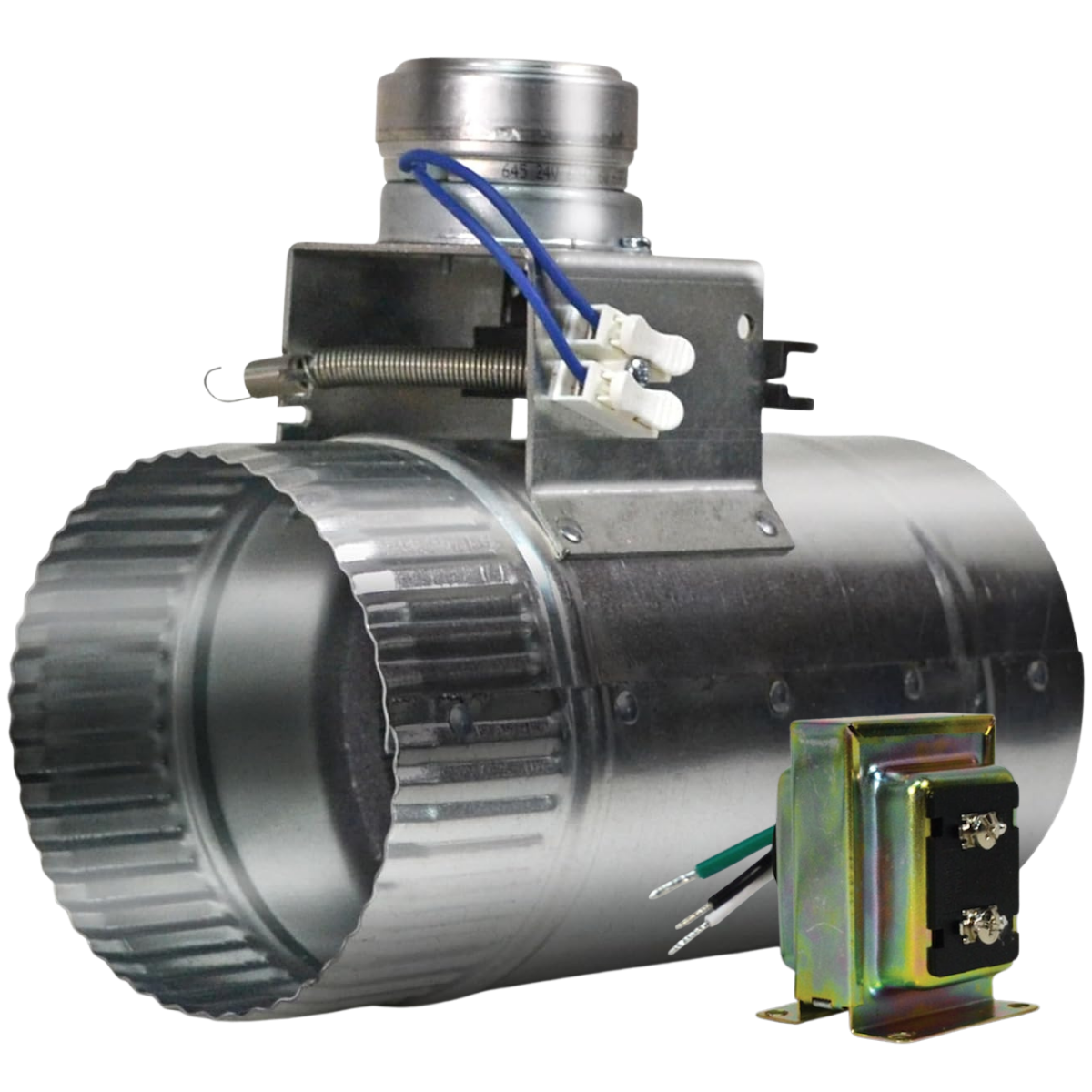 Suncourt ZoneMaster 24V Stud Mounted Transformer Motorized Damper 4-In - Main