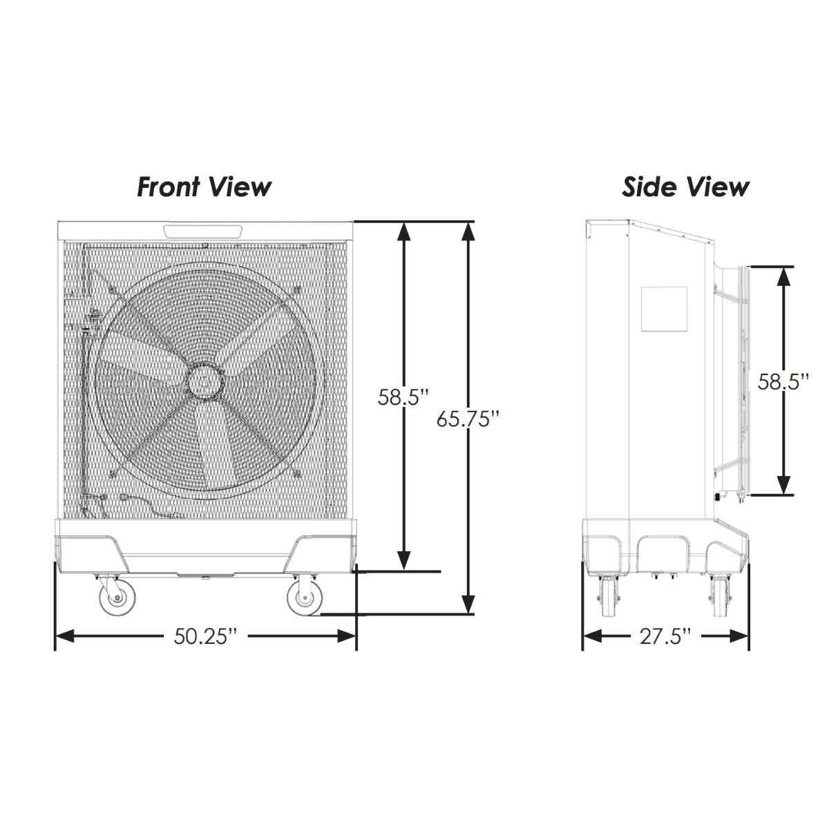Swampness Monster Pro 10000 CFM Evaporative Cooler - Dimensions
