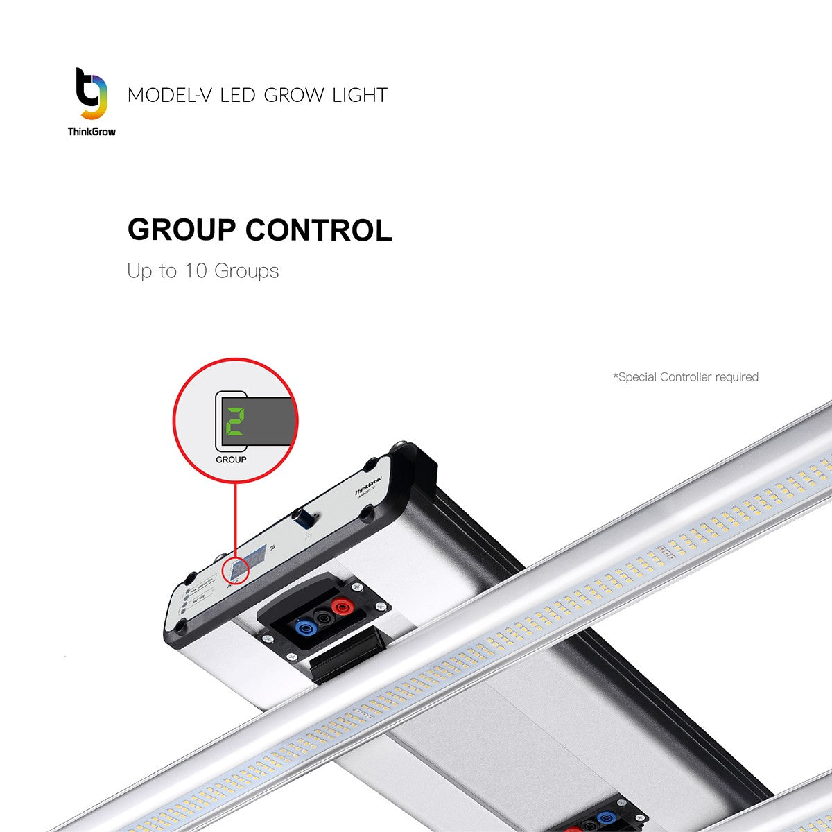 ThinkGrow Model-V 350 Watt Horticulture Full Spectrum LED Grow Light - Group Control