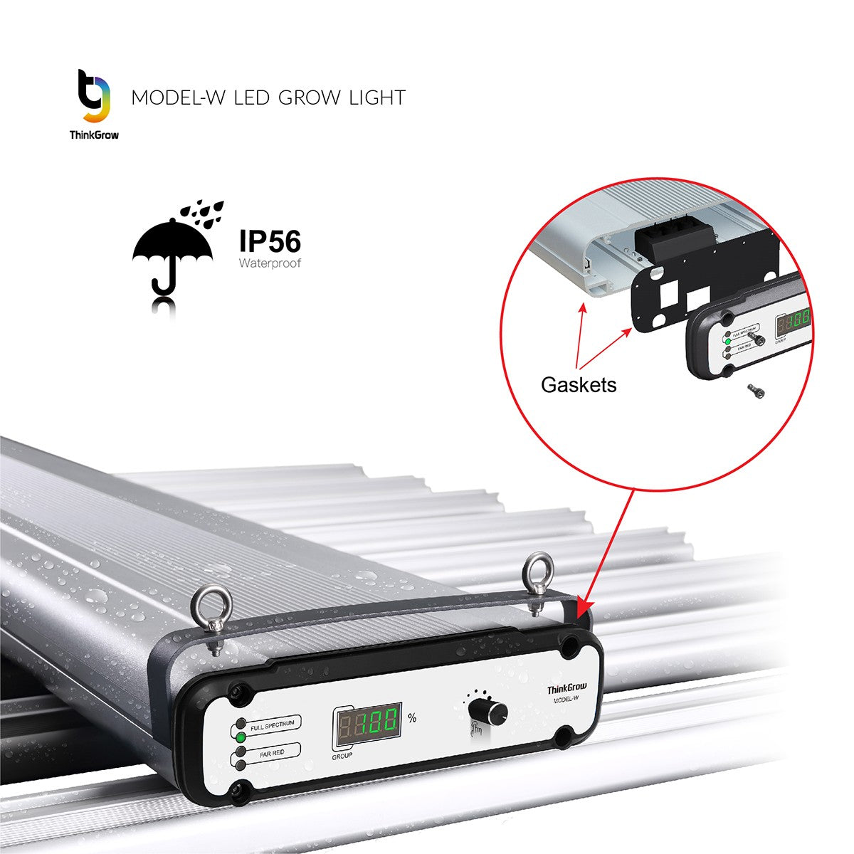 ThinkGrow Model-W 630 Watt Horticulture Full Spectrum LED Grow Light - Gaskets