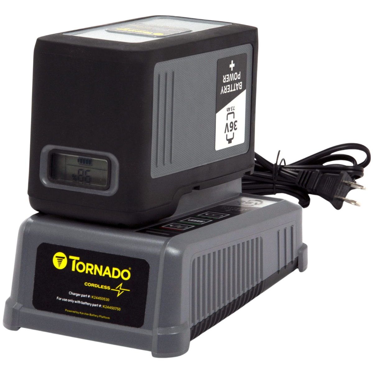 Tornado 36V Quick Charger for Strike Upright Vacuum - w/ Battery
