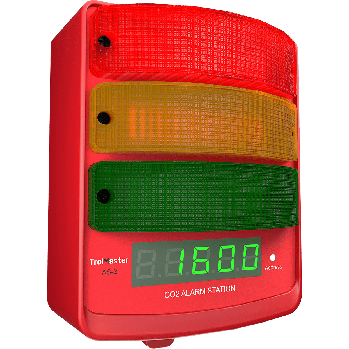 TrolMaster Carbon-X CO2 Alarm -  Station/Visual + LED Indicator Angle