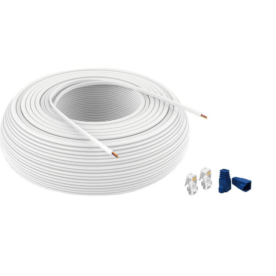 Trolmaster 500ft RJ12 White Cable Roll w/ 100 pcs Connectors