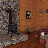 US Stove 900 Sq. Ft. Cast Iron Wood Stove - in Family Room