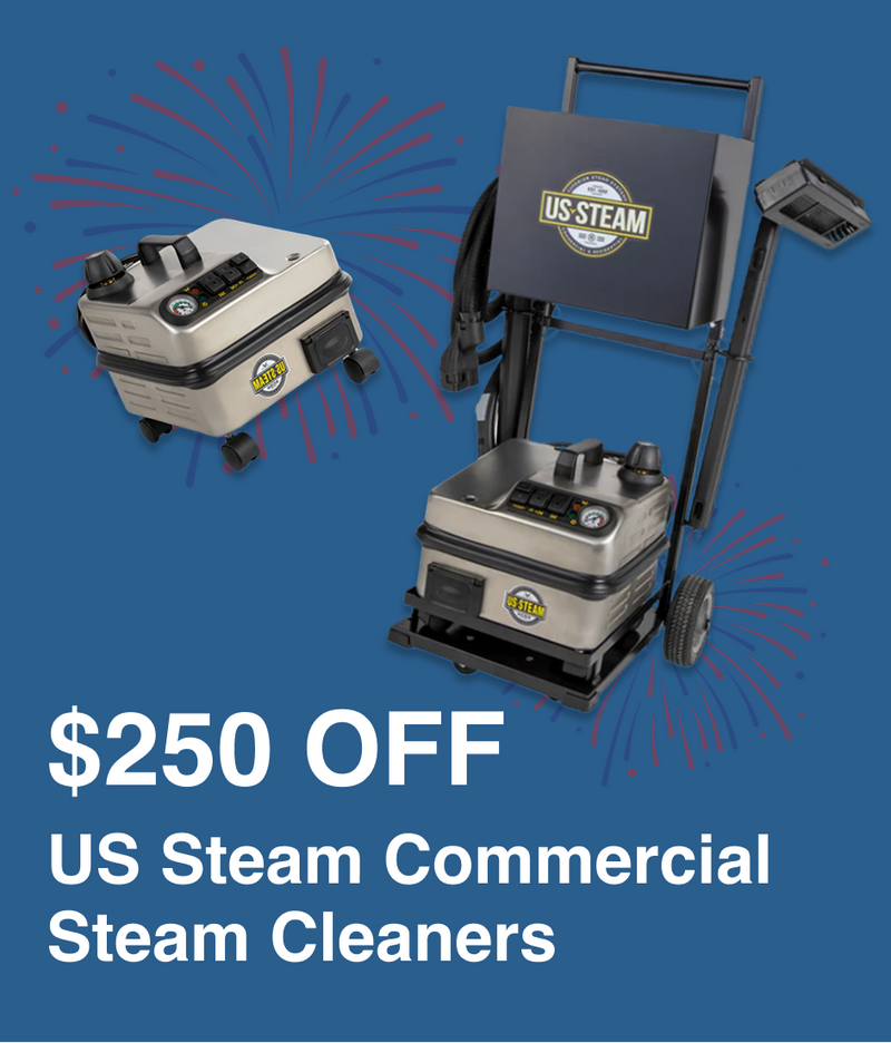 US Steam commercial steam cleaners with promotional textfor $250 OFF