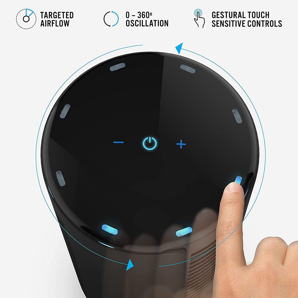 Vornado Atom 1 Oscillating Desktop Tower Fan - Soft Touch Button Controls