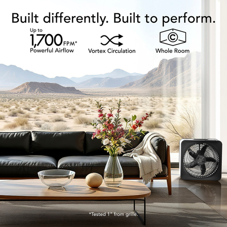 Vornado Model 80 High Velocity Electric Box Fan - Infographic 1