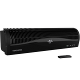 Vornado TRANSOM Window Air Circulator Fan - Black Angle View with Remote Control