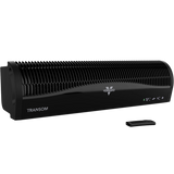 Vornado TRANSOM Window Air Circulator Fan - Black Angle View with Remote Control