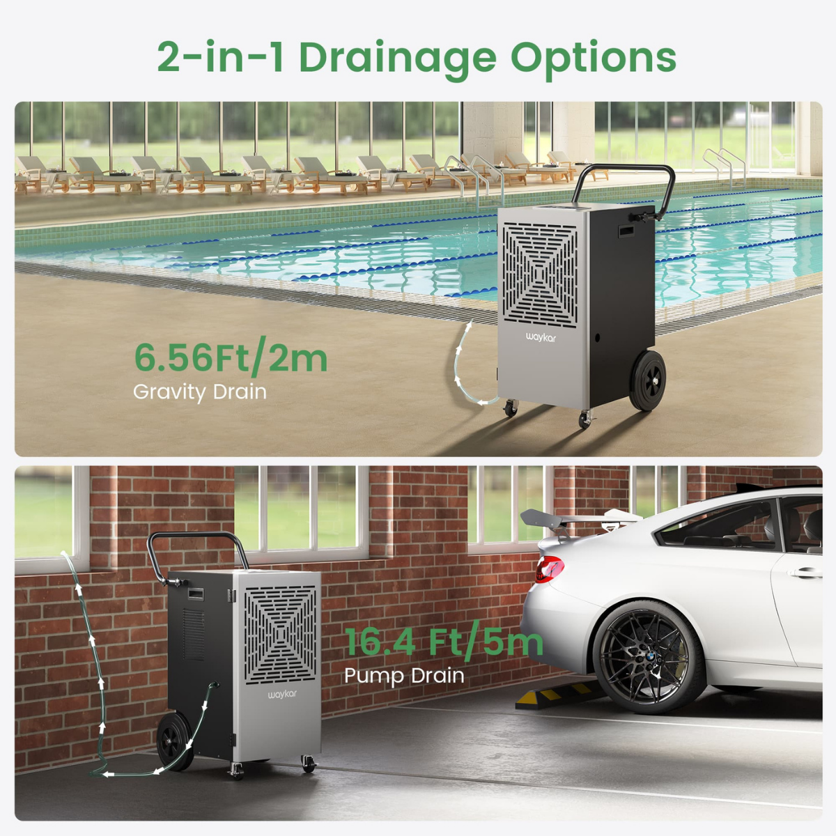 Waykar 155 Pint Portable Dehumidifier with Pump - Infographic 6