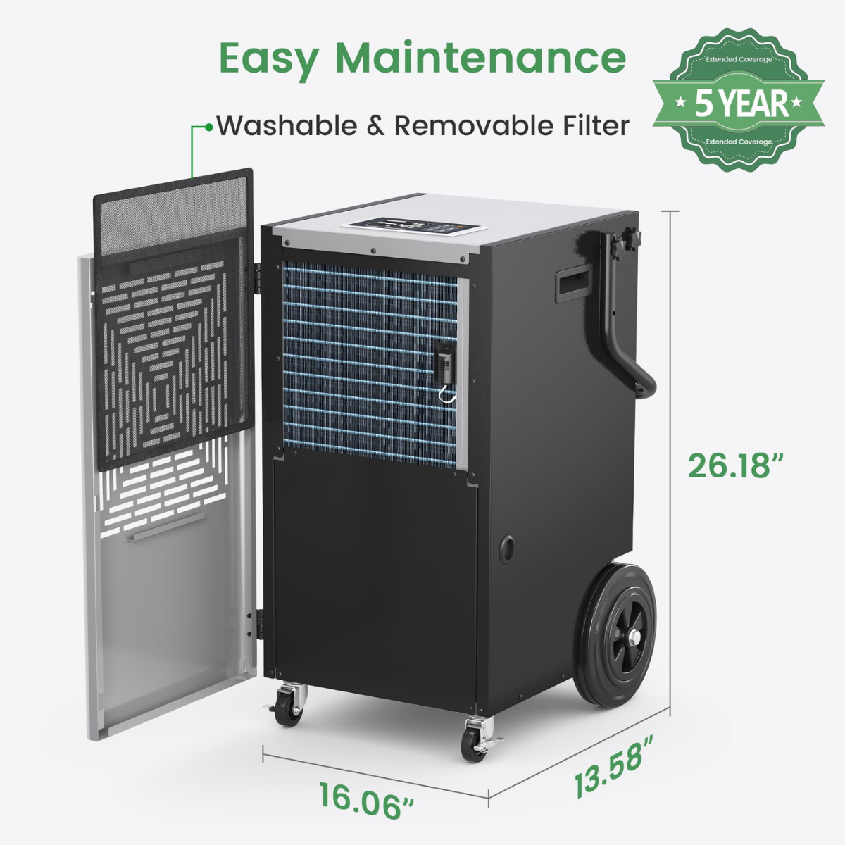 Waykar 155 Pint Portable Dehumidifier with Pump - Infographic 7