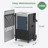 Waykar 216 Pint Portable Dehumidifier with Pump - Infographic 7