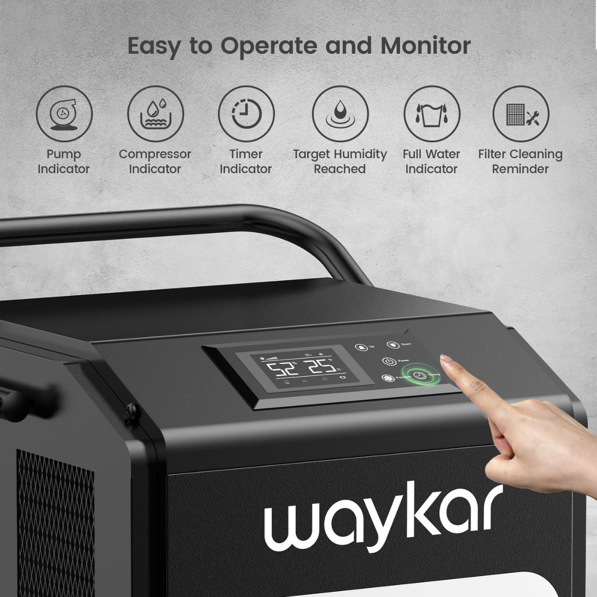 Waykar 250 Pint Portable Dehumidifier with Pump - Infographic 3