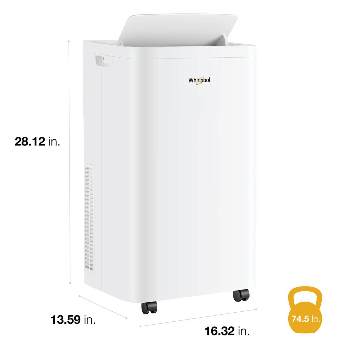 Whirlpool 14,000 BTU Portable AC with Dehumidifier - Measurements