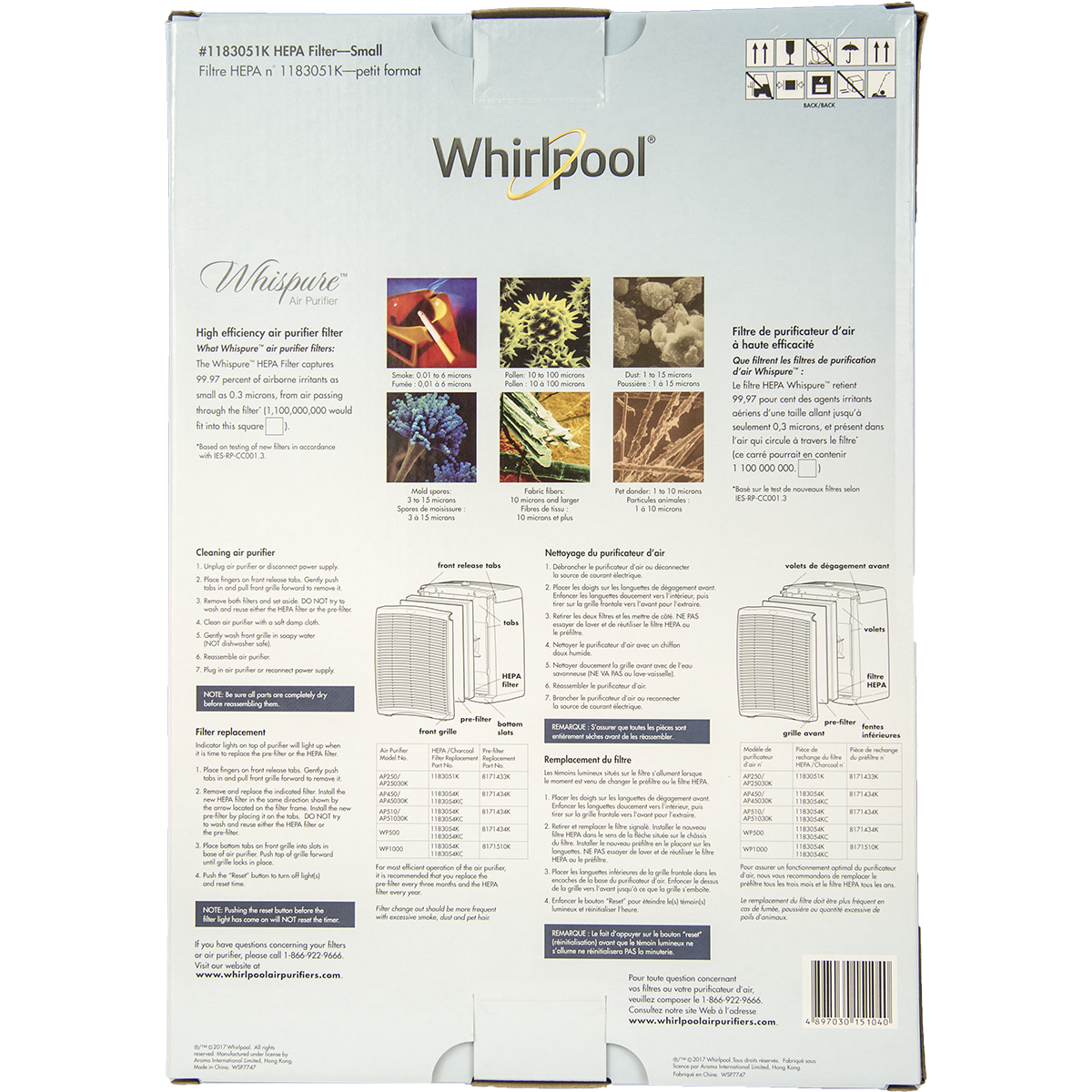 Whirlpool True HEPA Filter Small 1183051K