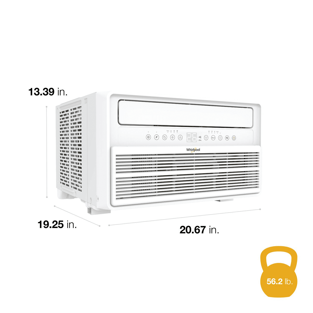 Whirlpool 8,000 BTU Inverter Window Air Conditioner - Dimensions