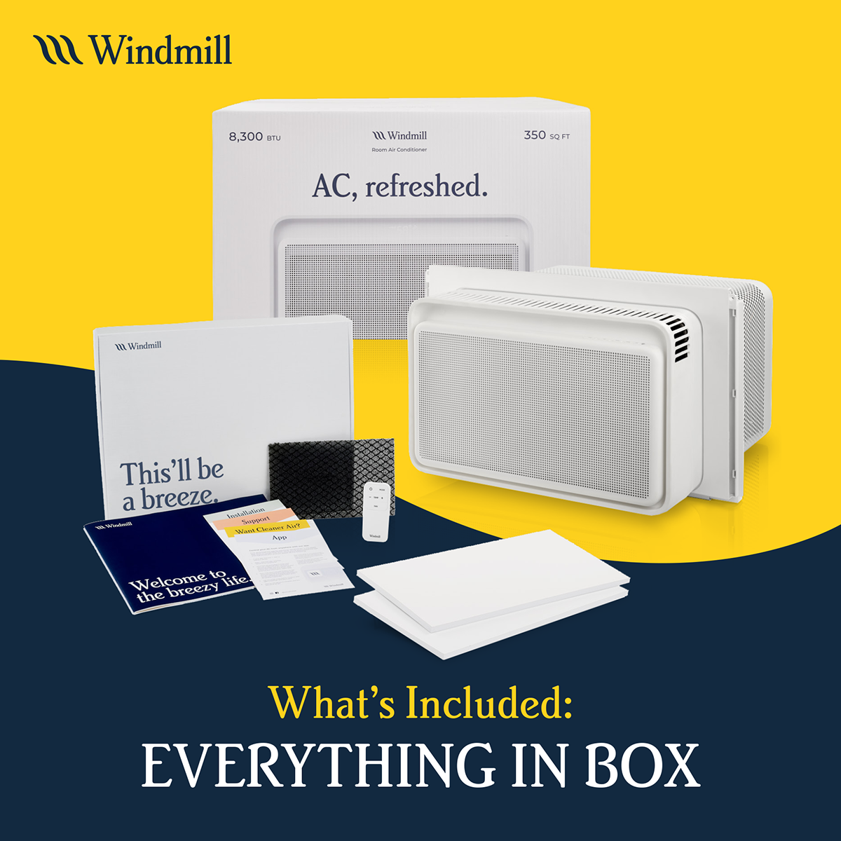 Windmill 115V Wi-Fi Enabled Window Air Conditioner w/ WhisperTech Inverter - Everything Included
