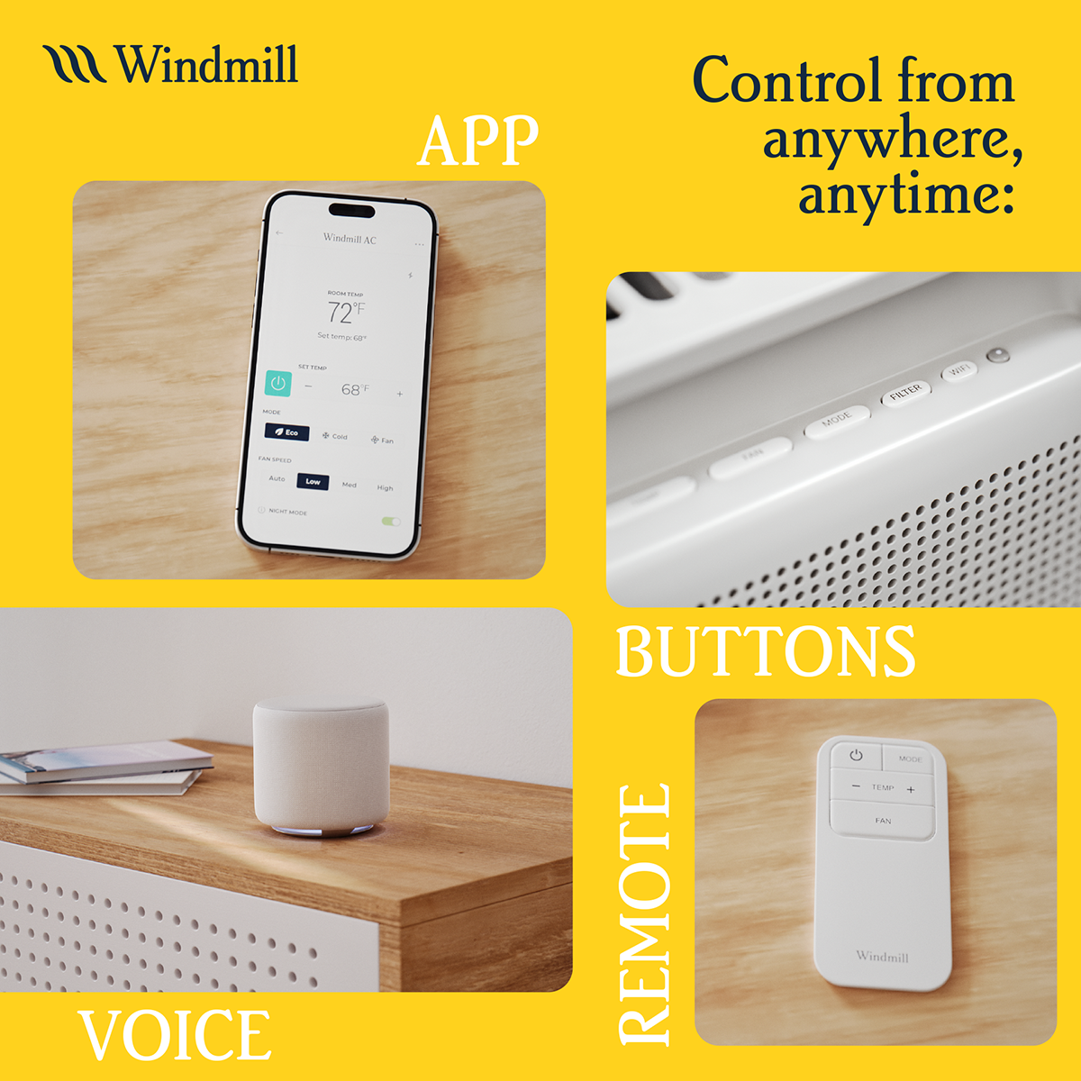 Windmill 115V Wi-Fi Enabled Window Air Conditioner w/ WhisperTech Inverter - Voice Control